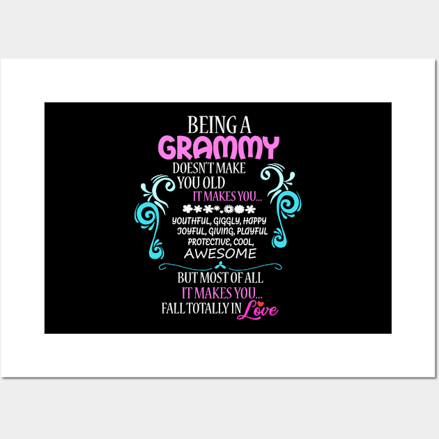 Cute Being A Grammy Gift Print Grandmother Grammy Product Wall Art by Linco